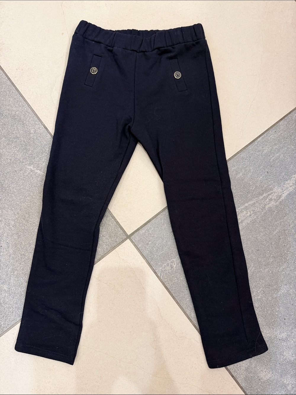 bella bliss Black Girls' Pull-On Leggings with Button Detail